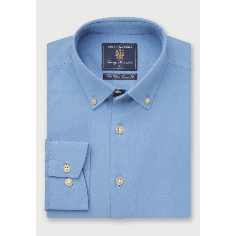 Twill Shirts Brook Taverner Regular Fit Sky Blue Cotton Twill Shirt £89.00