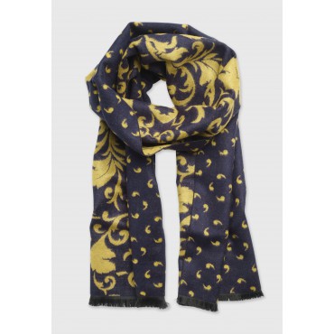 Scarves Brook Taverner Mustard And Navy Damask Double Faced Scarf £27.00