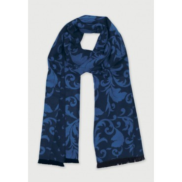 Scarves Brook Taverner Blue And Navy Damask Double Faced Scarf £27.00