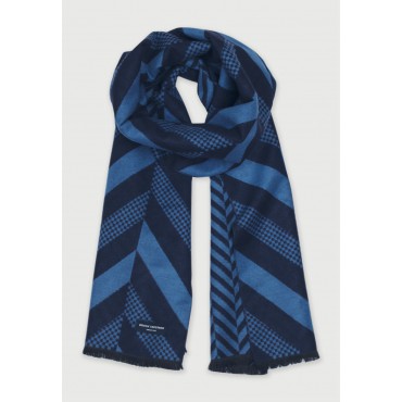 Scarves Brook Taverner Blue And Navy Stripe Double Faced Scarf £27.00