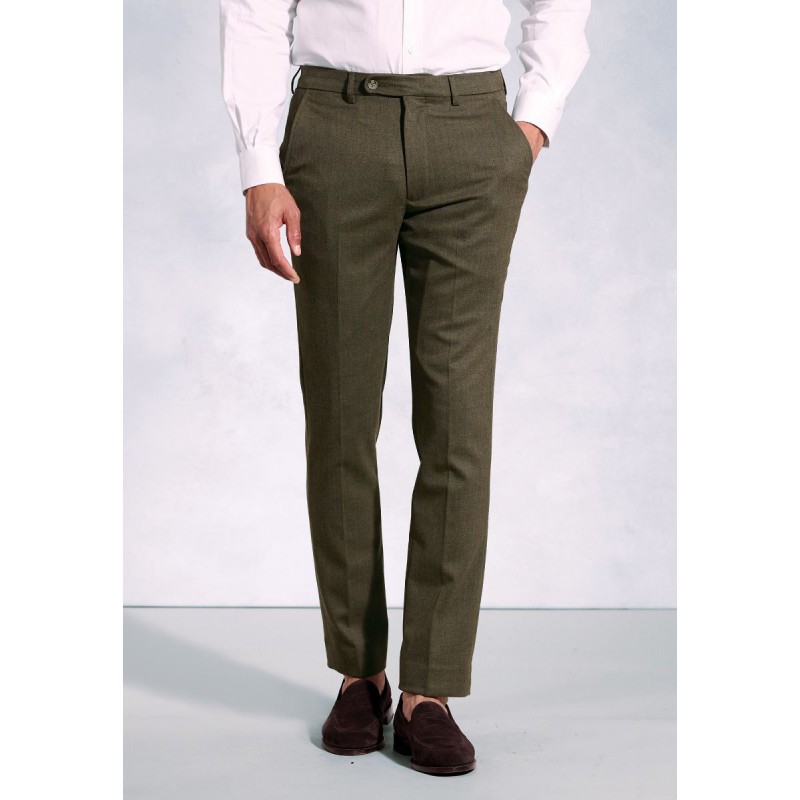 Flannel Trousers Brook Taverner Tailored Fit Olney Olive Flannel Trouser £71.00