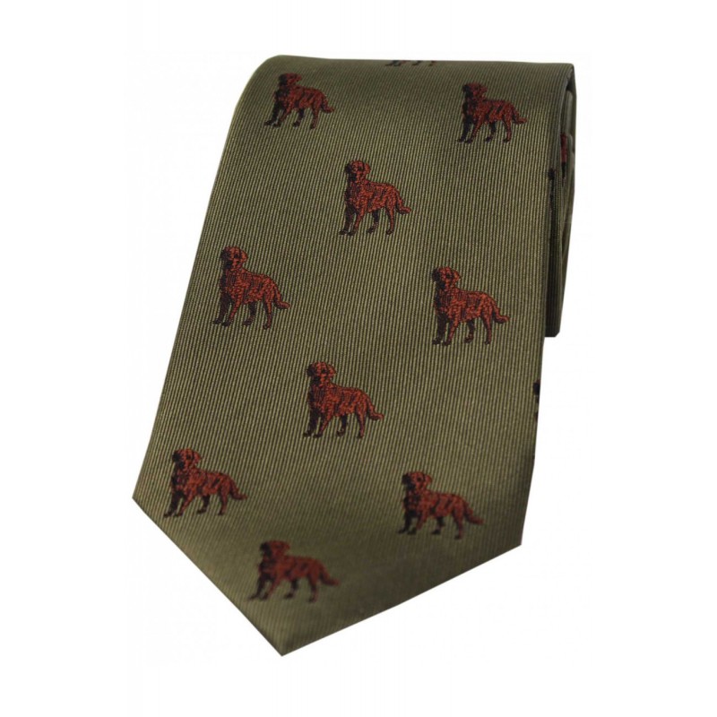 Silk Ties Soprano Ties Soprano Chocolate Labs On Green Ground Country Silk Tie-ST-WC471 £23.00