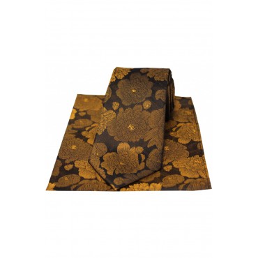 Silk Hankies Soprano Ties Soprano Brown And Bronze Large Flowers Silk Tie And Pocket Square £34.00