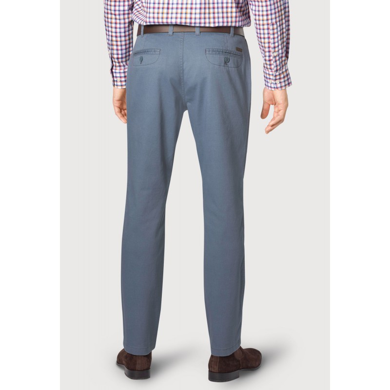 Fit Trousers Brook Taverner Tailored Fit Illingworth Blue Cotton Stretch Trouser £45.00