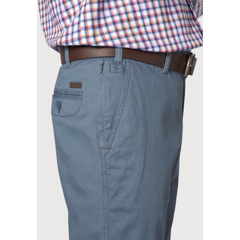 Fit Trousers Brook Taverner Regular Fit Illingworth Blue Cotton Stretch Trouser £45.00