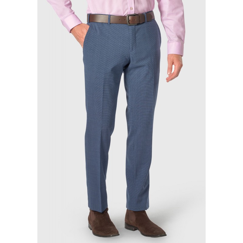 Fit Trousers Brook Taverner Tailored Fit Reeve Airforce Blue Microcheck Wool Rich Trouser £53.00