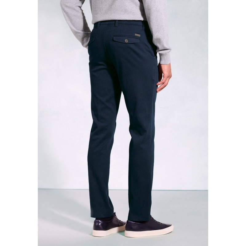 Fit Trousers Brook Taverner Tailored Fit Aristotle Navy Textured Cotton Stretch Chinos £45.00