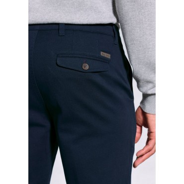 Fit Trousers Brook Taverner Tailored Fit Aristotle Navy Textured Cotton Stretch Chinos £45.00