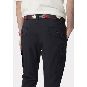 Cargo Trousers Brook Taverner Tailored Fit Carlos Navy Cotton Stretch Cargo Trouser £54.00