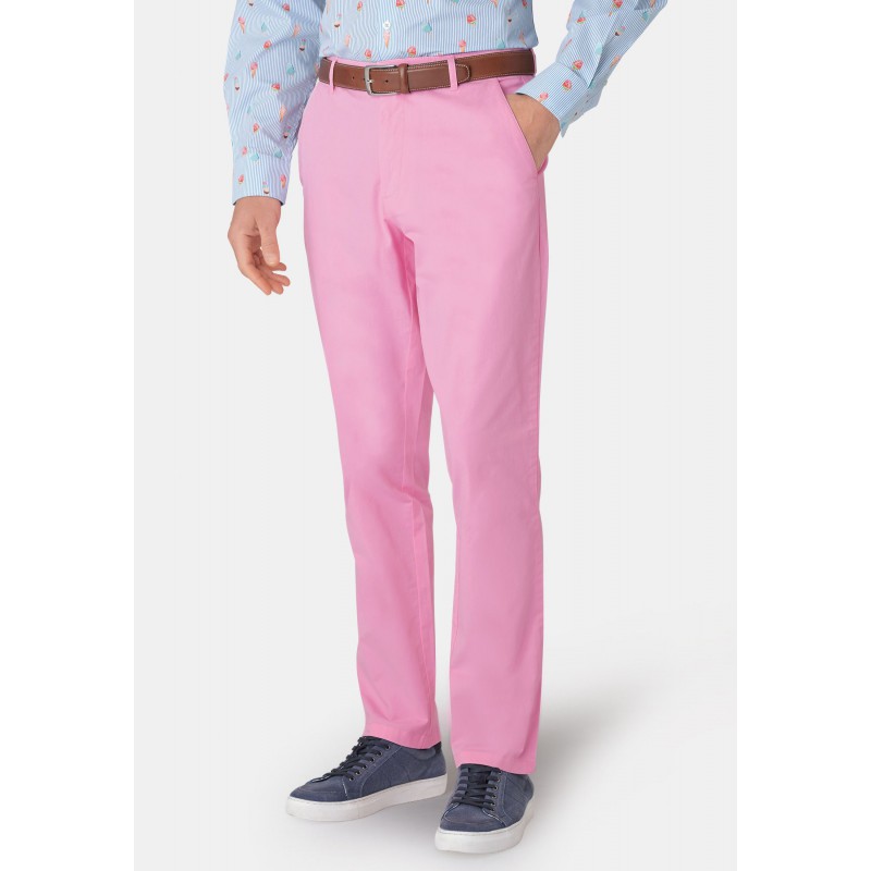 Fit Trousers Brook Taverner Tailored Fit Ribblesdale Baby Pink Cotton Stretch Chinos £45.00