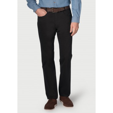 Jeans Brook Taverner Tailored Fit Brunswick Black Cotton Stretch Chinos Jean £40.00