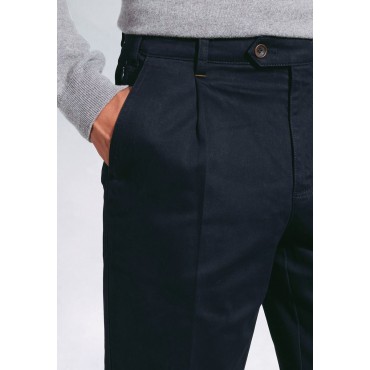 Fit Trousers Brook Taverner Regular Fit Brennan Navy Single Pleat Textured Cotton Stretch Chinos £54.00