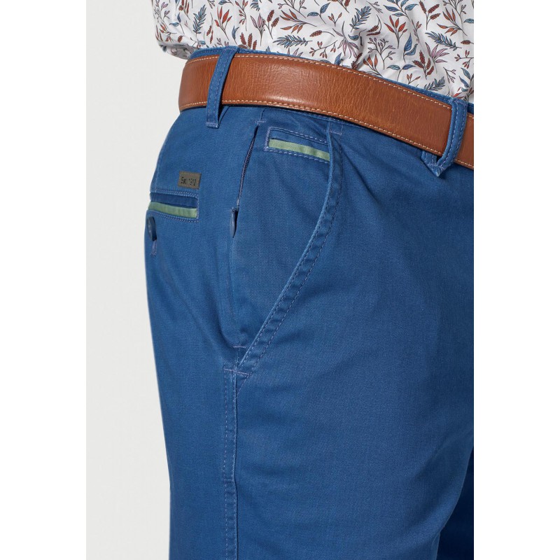 Fit Trousers Brook Taverner Tailored Fit Perry Blue Fine Twill Stretch Cotton Trouser £45.00