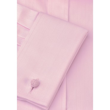 Easycare Shirts Brook Taverner Regular Fit Pink Herringbone Double Cuff Cotton Shirt £45.00