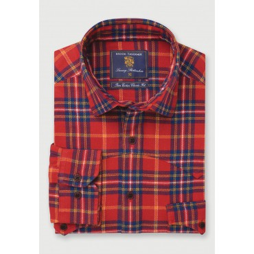 Overshirts Brook Taverner Red Navy Yellow And White Check Western Style Brushed Cotton Overshirt £45.00