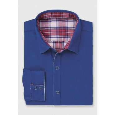 Overshirts Brook Taverner Plain Blue To Red Check Reversible Overshirt £45.00