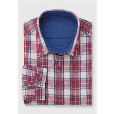 Overshirts Brook Taverner Plain Blue To Red Check Reversible Overshirt £45.00