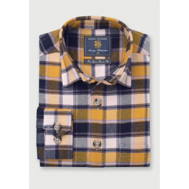 Overshirts Brook Taverner Mustard Check Brushed Cotton Overshirt £45.00