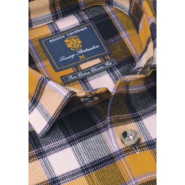 Overshirts Brook Taverner Mustard Check Brushed Cotton Overshirt £45.00