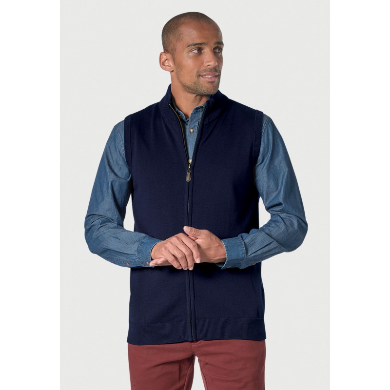 Gilets Brook Taverner Lincoln Navy Cotton Blend Knitted Gilet £40.00