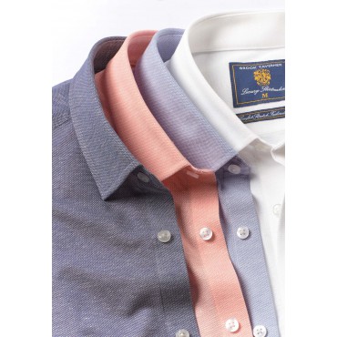 Business Casual Shirts Brook Taverner Tailored Fit Navy Knitted Shirt £45.00