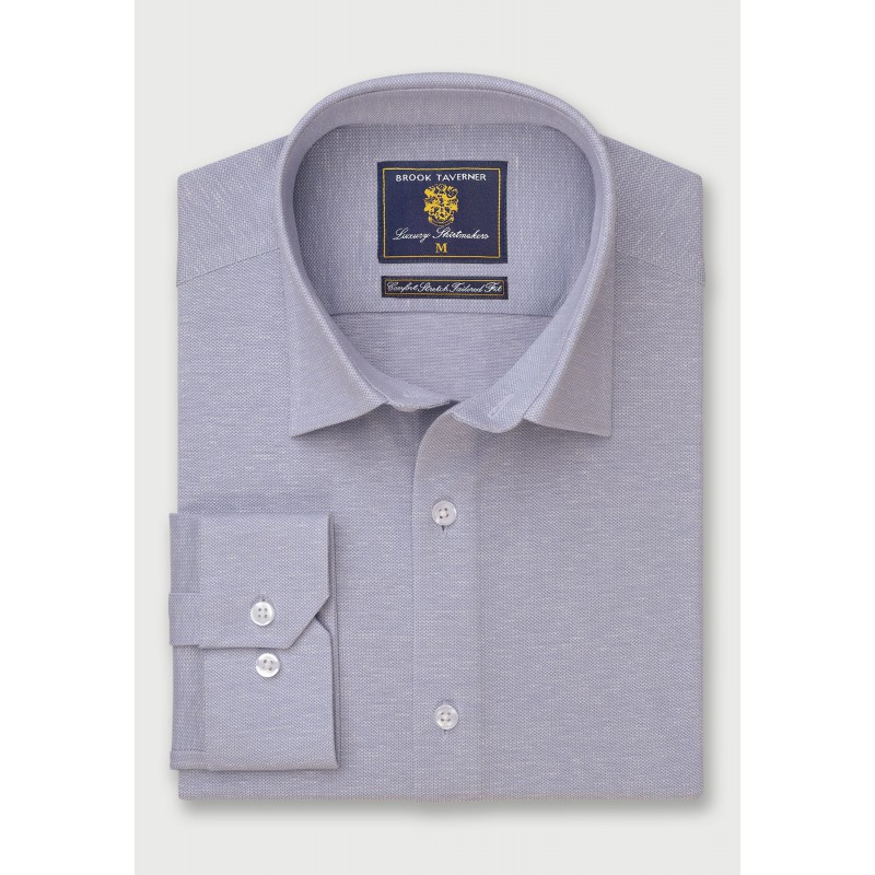 Business Casual Shirts Brook Taverner Regular Fit Blue Knitted Shirt £45.00