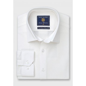 Business Casual Shirts Brook Taverner Tailored Fit White Knitted Shirt £45.00