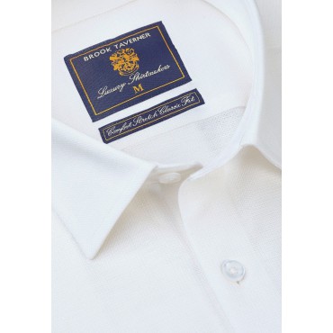 Business Casual Shirts Brook Taverner Regular Fit White Knitted Shirt £45.00