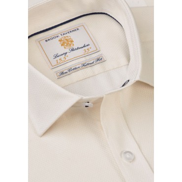 Shirts Brook Taverner Tailored Fit Cream Double Cuff Shirt £45.00