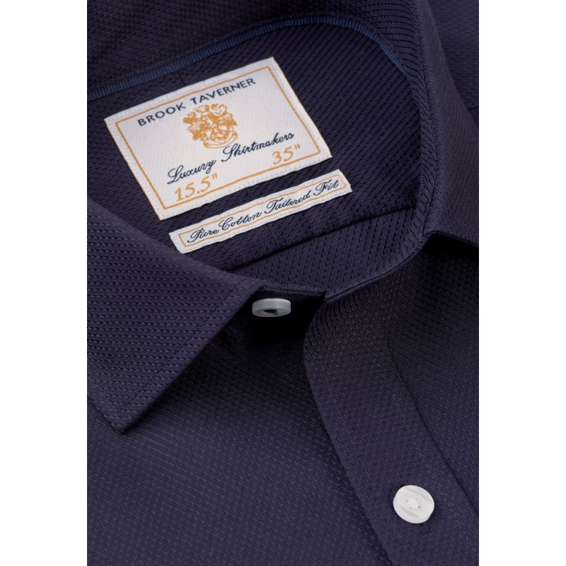 Shirts Brook Taverner Tailored Fit Navy Double Cuff Shirt £45.00