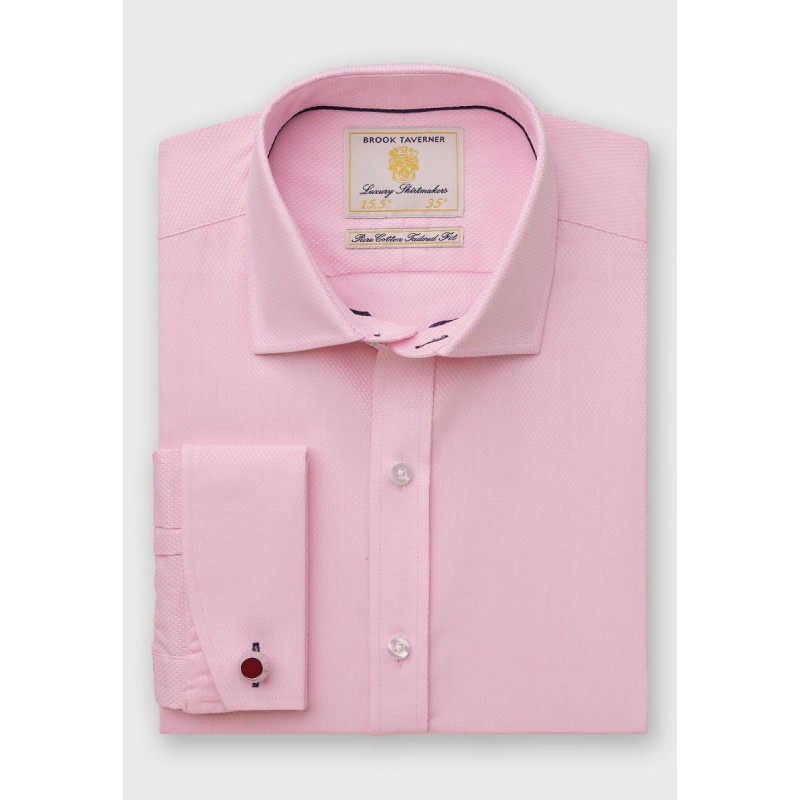 Shirts Brook Taverner Tailored Fit Pink Double Cuff Shirt £45.00