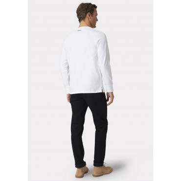 T-Shirts Brook Taverner Holkham White Pure Cotton Long Sleeve Henley T-Shirt £36.00