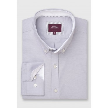 Oxford Shirts Brook Taverner Tailored Fit Grey Stretch Cotton Oxford Shirt £45.00