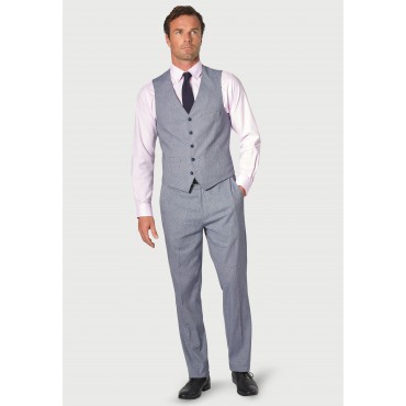 Linen Suits Brook Taverner Tailored Fit Anderson Blue Puppytooth Cotton Linen Waistcoat £45.00