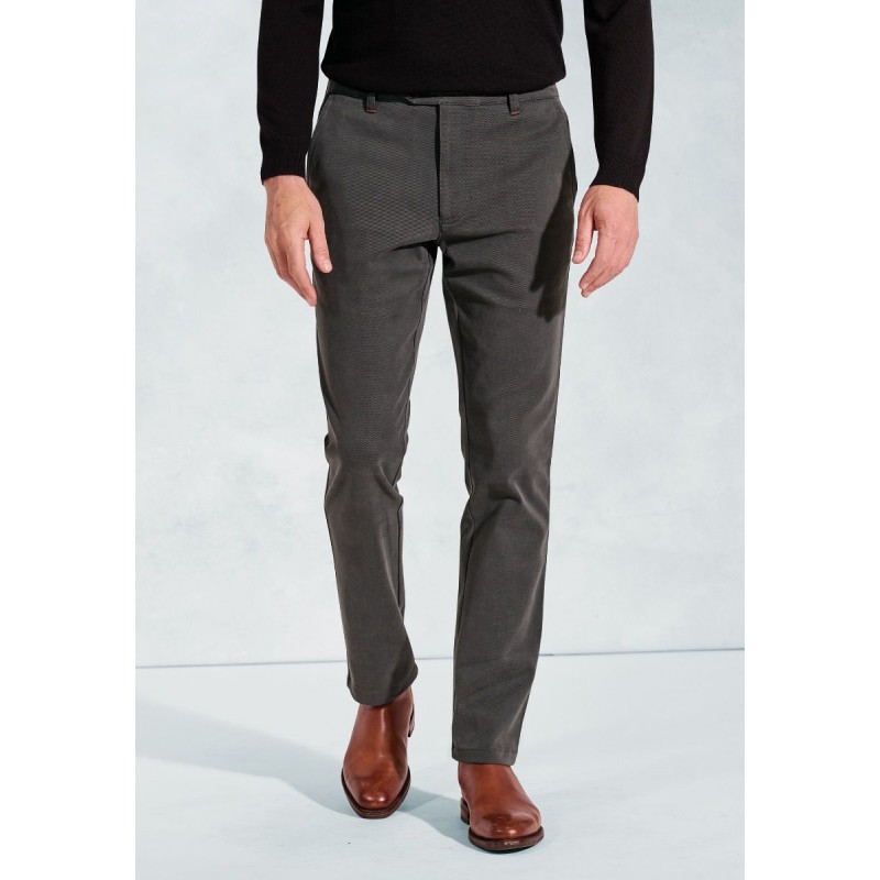 Fit Trousers Brook Taverner Tailored Fit Seychelles Gunmetal Grey Cotton Blend Twill Trouser £54.00