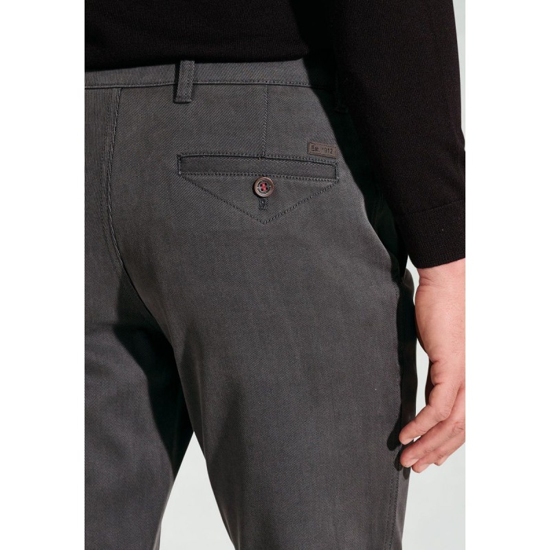 Fit Trousers Brook Taverner Tailored Fit Seychelles Gunmetal Grey Cotton Blend Twill Trouser £54.00