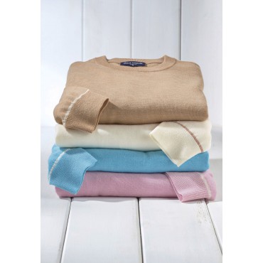 Jumpers Brook Taverner Arnold Dusky Pink Merino Wool Crew Neck Jumper £80.00