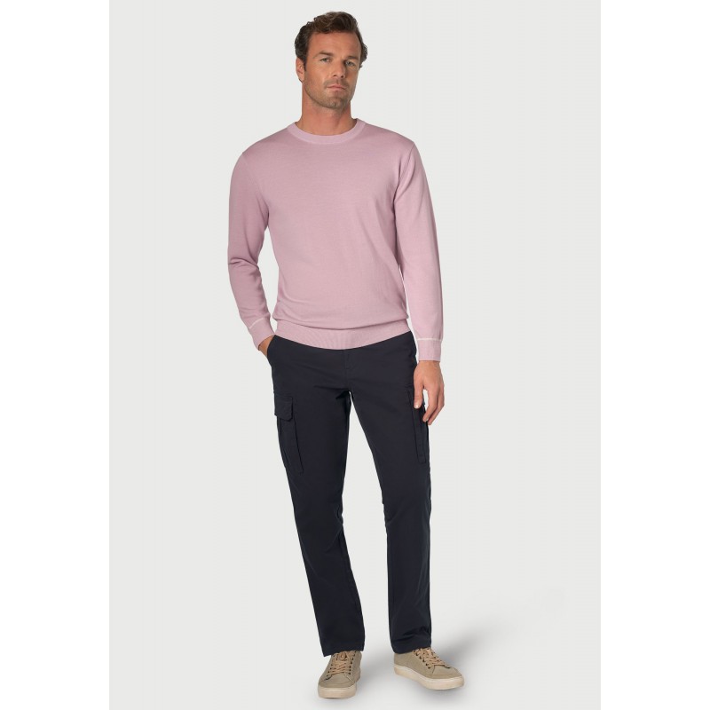 Jumpers Brook Taverner Arnold Dusky Pink Merino Wool Crew Neck Jumper £80.00