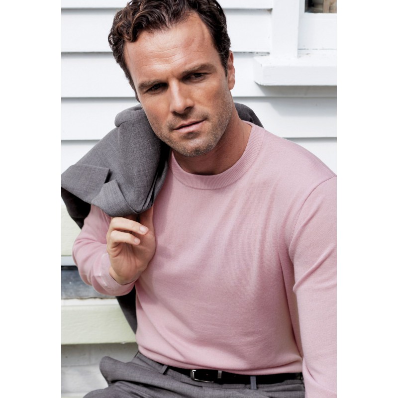 Jumpers Brook Taverner Arnold Dusky Pink Merino Wool Crew Neck Jumper £80.00