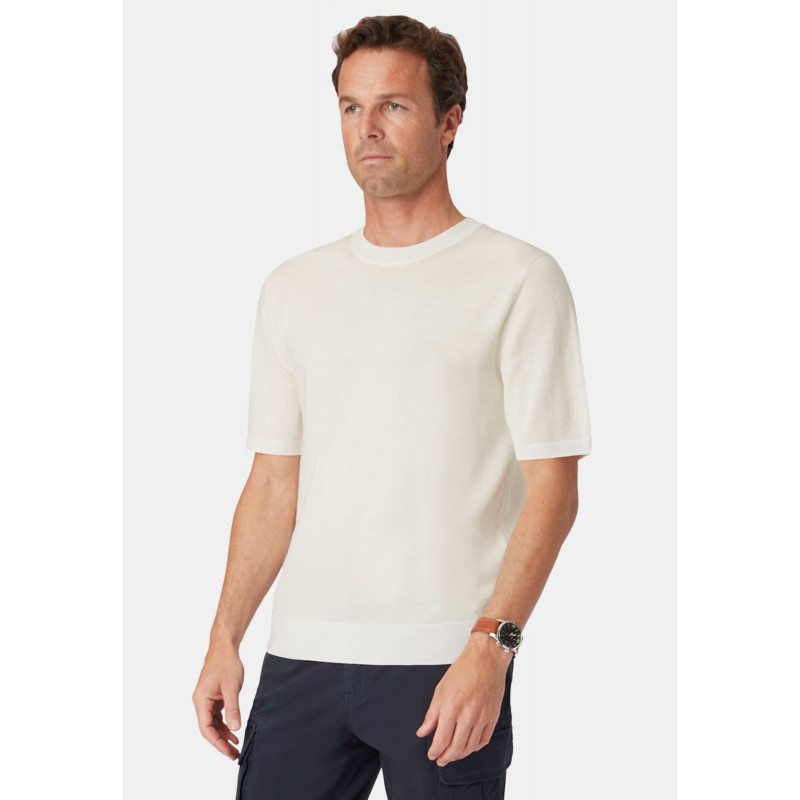 Jumpers Brook Taverner Lewis Ivory Merino Wool Half Sleeve Jumper £71.00