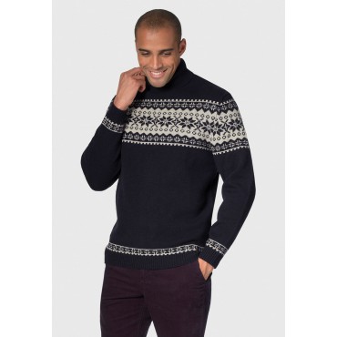 Jumpers Brook Taverner Gautier Navy Fairisle Roll Neck Jumper £71.00