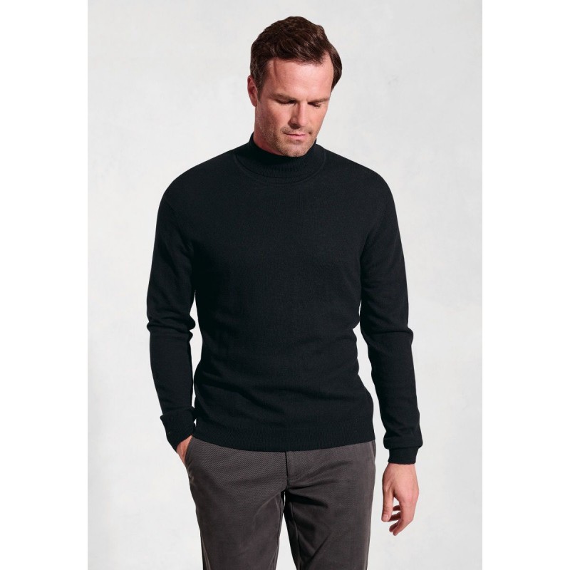 Jumpers Brook Taverner Cornwall Black Cotton Merino Roll Neck Jumper £54.00