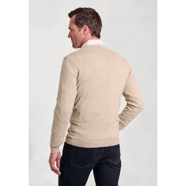 Jumpers Brook Taverner Dorset Stone Cotton Merino V-Neck Jumper £54.00