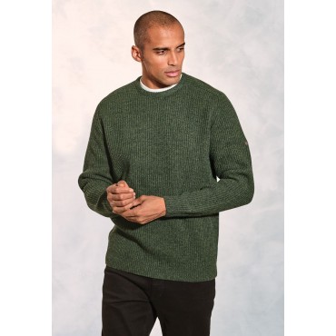 Jumpers Brook Taverner Pickering Forest Green Lambswool Guernsey Ribbed Crew Neck Jumper £71.00