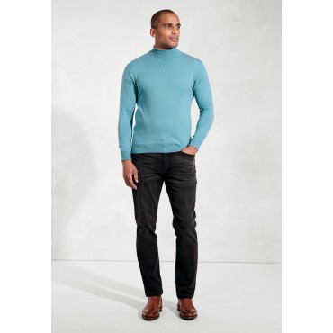 Jumpers Brook Taverner Cornwall Aqua Cotton Merino Roll Neck Jumper £54.00