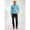 Jumpers Brook Taverner Cornwall Aqua Cotton Merino Roll Neck Jumper £54.00