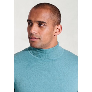 Jumpers Brook Taverner Cornwall Aqua Cotton Merino Roll Neck Jumper £54.00