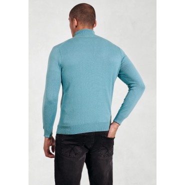 Jumpers Brook Taverner Cornwall Aqua Cotton Merino Roll Neck Jumper £54.00