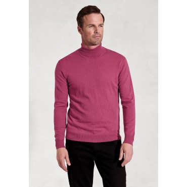 Jumpers Brook Taverner Cornwall Raspberry Cotton Merino Roll Neck Jumper £54.00