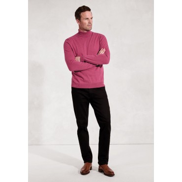 Jumpers Brook Taverner Cornwall Raspberry Cotton Merino Roll Neck Jumper £54.00